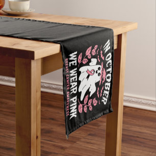 In October We Wear Pink Halloween Witch  Short Table Runner