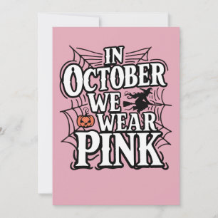 In October We Wear Pink Halloween Witch  Thank You Card