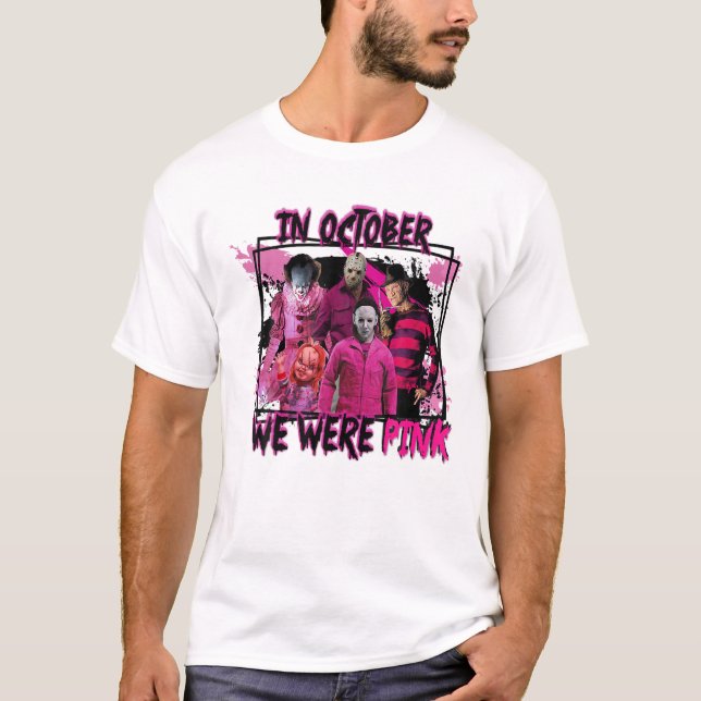In October We Wear Pink, Horror Character Wear Pin T-Shirt (Front)