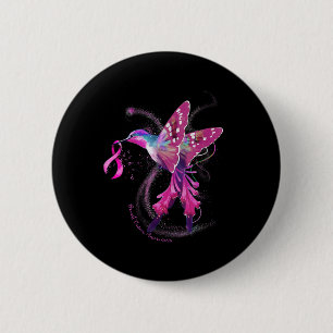 In October We Wear Pink Hummingbird Breast Cancer  6 Cm Round Badge