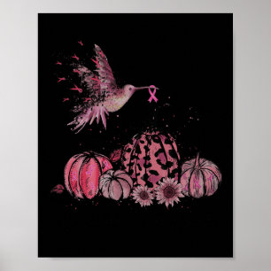In October We Wear Pink Hummingbird Breast Cancer Poster