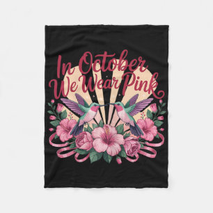 In October We Wear Pink Hummingbird Garden Fleece Blanket