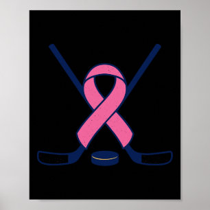 In October We Wear Pink Ice Hockey Breast Cancer A Poster