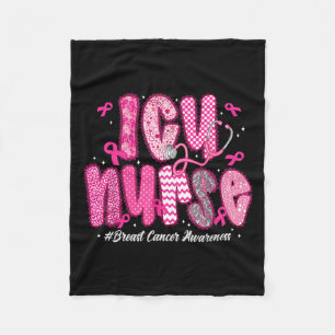 In October We Wear Pink Icu Nurse Breast Cancer Aw Fleece Blanket