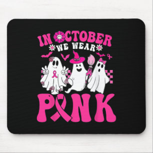 In October We Wear Pink In October Halloween Ghost Mouse Pad