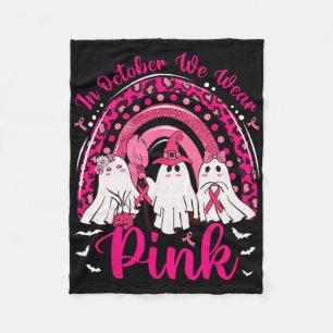 In October We Wear Pink Nurse Ghost Breast Cancer Fleece Blanket