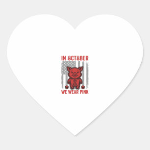In October We Wear Pink Pig Awareness Design_1 Heart Sticker