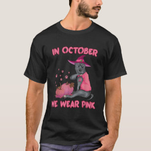 In October We Wear Pink Pitbull Dog Breast Cancer  T-Shirt
