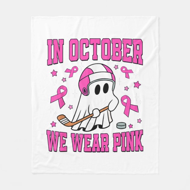 In October We Wear Pink Play Hockey Fleece Blanket (Front)
