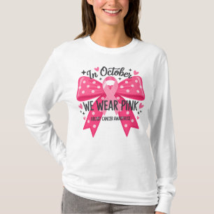 In October We Wear Pink Polka Dot Bow T-Shirt