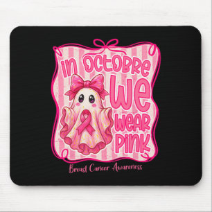 In October We Wear Pink Preppy Breast Cancer Ghost Mouse Pad