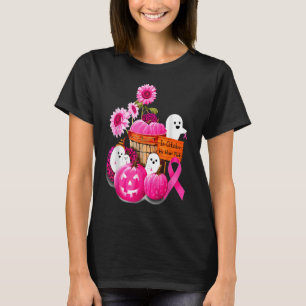 In October We Wear Pink Pumpkin, Ghost And Flower T-Shirt