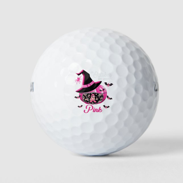 In October We Wear Pink Pumpkin Golf Balls (Front)