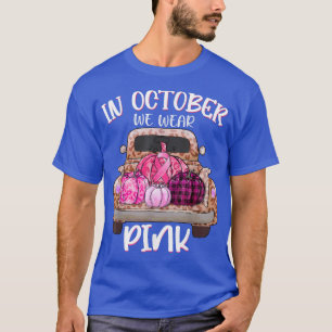 In October We Wear Pink Pumpkin Truck Leopard Brea T-Shirt