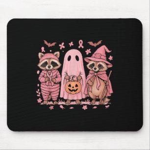 In October We Wear Pink Racoon Breast Cancer Awar Mouse Pad