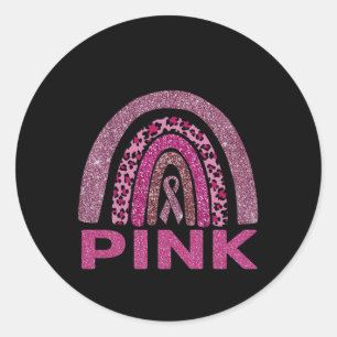 In October We Wear Pink Rainbow Breast Cancer Awar Classic Round Sticker