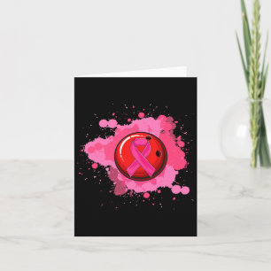 In October We Wear Pink Ribbon Bowling Breast Canc Card