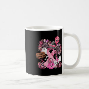 In October We Wear Pink Ribbon Ghost Halloween Bre Coffee Mug
