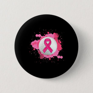 In October We Wear Pink Ribbon Golf Breast Cancer  6 Cm Round Badge