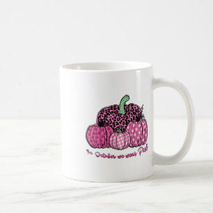 In October We Wear Pink Ribbon Leopard Pumpkin Bre Coffee Mug