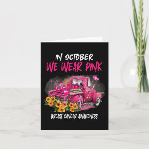 In October We Wear Pink Ribbon Leopard Truck Breas Card