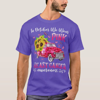 In October We Wear Pink Ribbon Leopard Truck Breas T-Shirt