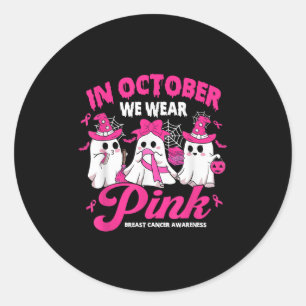 In October We Wear Pink School Janitor Breast Canc Classic Round Sticker