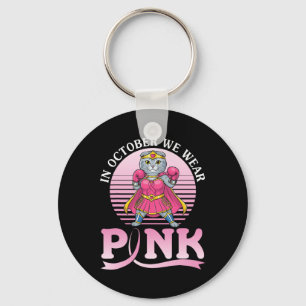 In October We Wear Pink Scottish Fold Cat Warrior Key Ring
