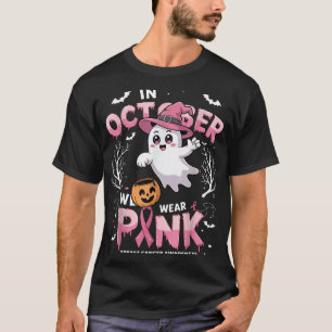 In October We Wear Pink Shirt Ghost Breast Cancer