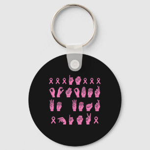 In October We Wear Pink Sign Language Breast Cance Key Ring
