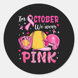 In October We Wear Pink Softll Breast Cancer Aware Classic Round Sticker