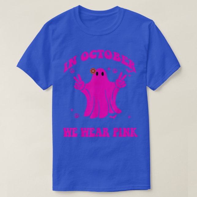 in October We Wear Pink spooky Ghoul Breast Cancer T-Shirt (Design Front)