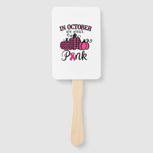 In October We Wear Pink Thanksgiving Breast Cancer Hand Fan
