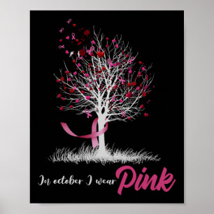 In October We Wear Pink Tree Breast Cancer Awarene Poster