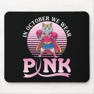 In October We Wear Pink Turkish Angora Cat Warrior Mouse Pad