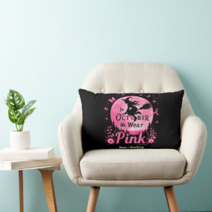 In October We Wear Pink Witch Breast Cancer Lumbar Cushion