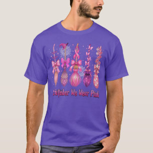in October We Wear Pink Witch Broom Halloween Brea T-Shirt