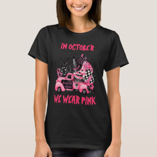 In October We Wear Pink Witch Truck Ribbon Pumpkin T-Shirt