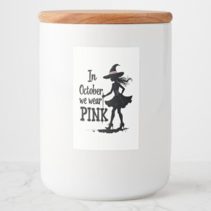In October We Wear Pink Witches Halloween Party Food Label