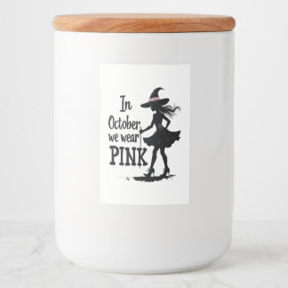 In October We Wear Pink Witches Halloween Party Food Label
