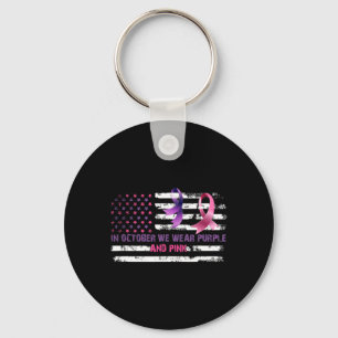 In October We Wear Purple And Pink October Awarene Key Ring