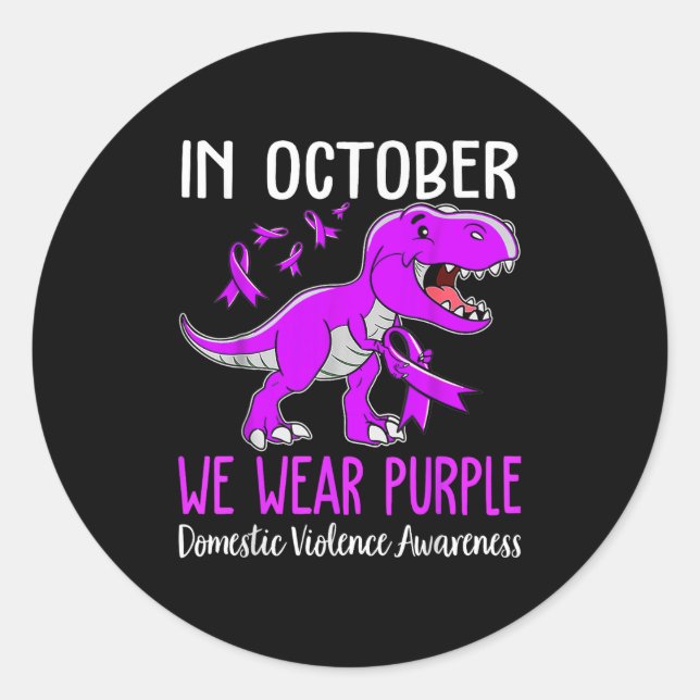 In October We Wear Purple Domestic Violence Ghosit Classic Round Sticker (Front)