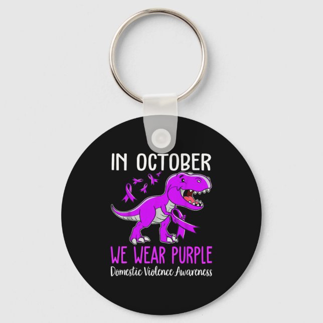 In October We Wear Purple Domestic Violence Ghosit Key Ring (Front)