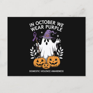 In October We Wear Purple Domestic Violence Ghost Postcard