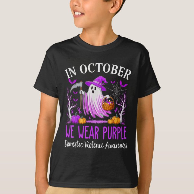 In October We Wear Purple Domestic Violence Ghost  T-Shirt (Front)