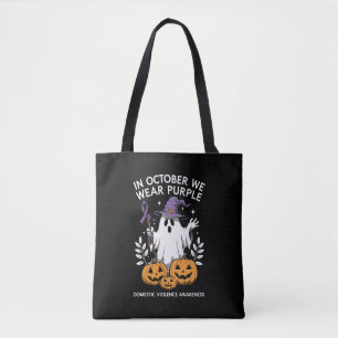 In October We Wear Purple Domestic Violence Ghost  Tote Bag