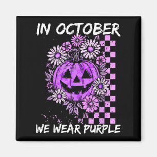 In October We Wear Purple Domestic Violence Vintag Magnet