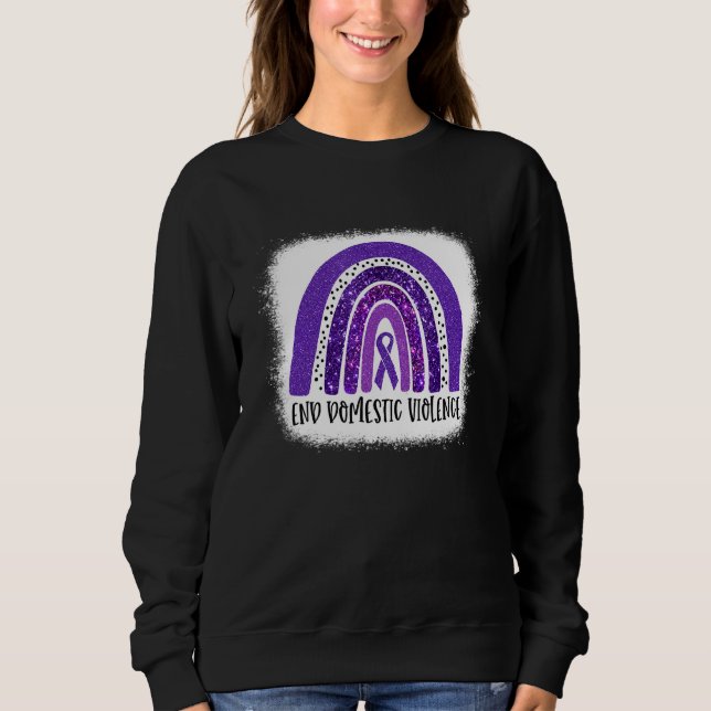 In October We Wear Purple End Domestic Violence Aw Sweatshirt (Front)