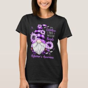 In October We Wear Purple Gnomes Alzheimer Awarene T-Shirt