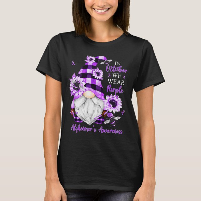 In October We Wear Purple Gnomes Alzheimer Awarene T-Shirt (Front)